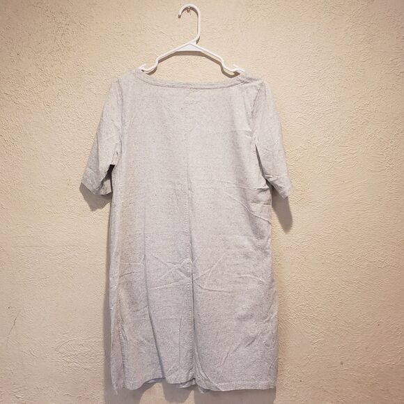 Eileen Fisher M Crew Neck Cotton Jersey T-Shirt Dress Above Knee Gray - Picture 4 of 7